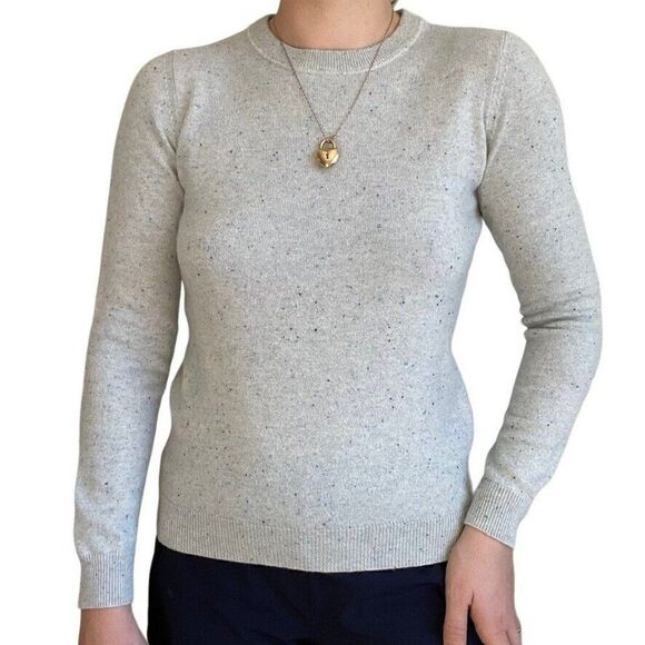 Faconnable Womens 100% Cashmere Light Blue Speckled Crewneck Italy Sweater Sz XS - Picture 1 of 7